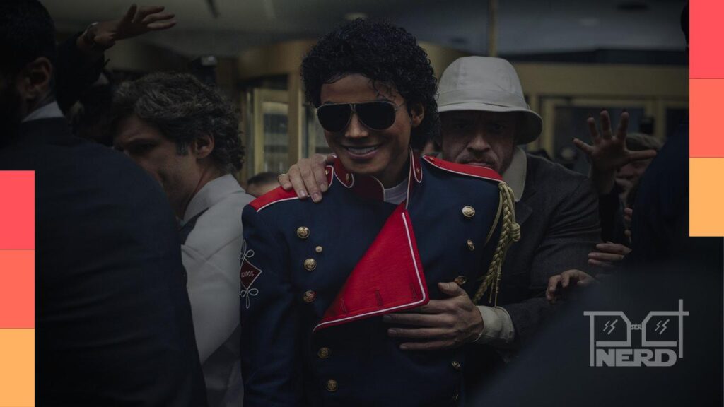 Jaafar Jackson interpretando Michael Jackson em cena de Michael