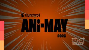 Imagem promocional do Ani-May da Crunchyroll com destaque para desconto do plano Mega Fan no streaming