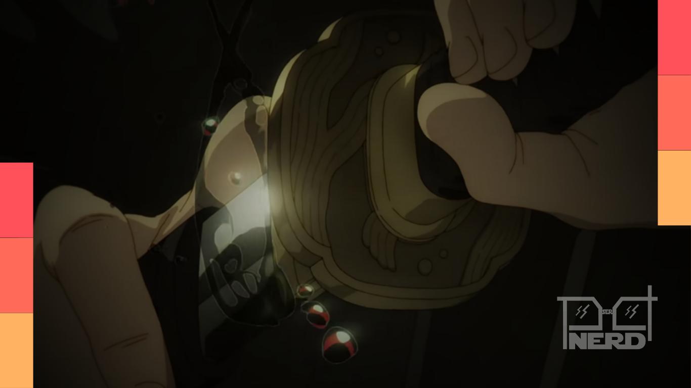 Cena do anime Kagurabachi com Chihiro segurando uma katana encantada, clima de vingança e magia