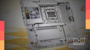 Motherboard Gigabyte B850 AORUS ELITE-P ICE AM5 com design anime branco e recursos como Wi‑Fi 7
