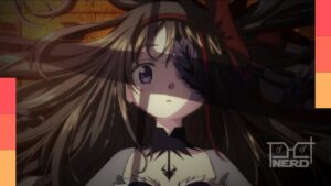 Cena do terceiro trailer de Madoka Magica: Walpurgisnacht Rising com visual surreal e novas garotas mágicas