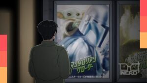Imagem promocional do curta em anime de Star Wars com Din Djarin, Grogu e estética japonesa
