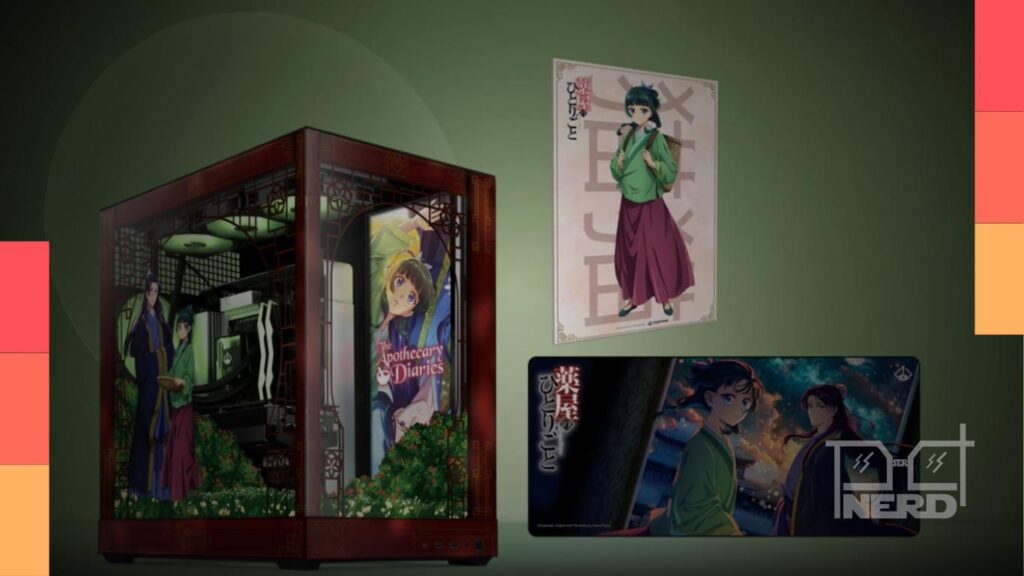 PC gamer Starforge inspirado em The Apothecary Diaries com gabinete APNX V2-F e tema da Maomao e Jinshi