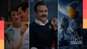 Tela com ícones de séries e filmes originais da Apple TV+ em clima de maratona