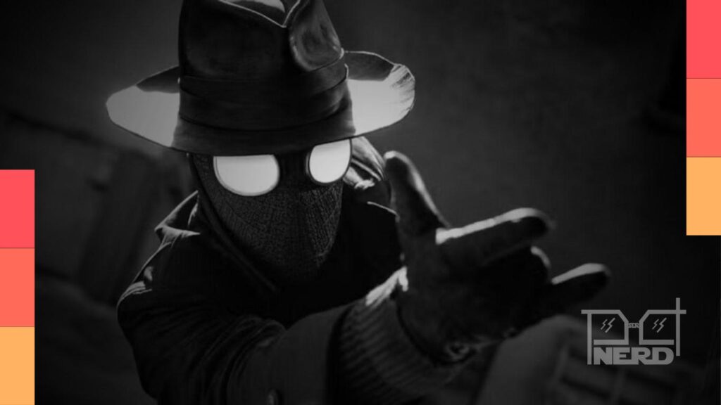 Nicolas Cage interpretando Ben Reilly em Spider-Noir, com atmosfera noir e Nova York dos anos 1930