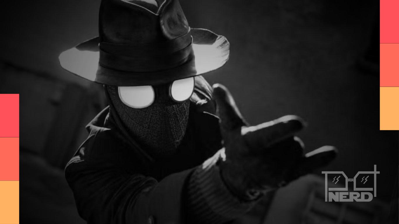 Nicolas Cage interpretando Ben Reilly em Spider-Noir, com atmosfera noir e Nova York dos anos 1930