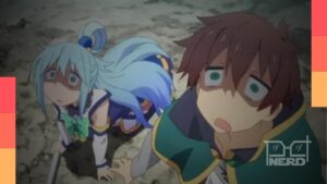 Cena promocional de Ushiro no Shomen Kamui-san confirmando estreia em julho e destacando o tema do anime
