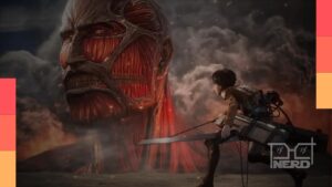 Jogador enfrentando um Titã em combate com equipamento de mobilidade em Attack on Titan 3 para PC, PS5, Switch 2 e Xbox Series