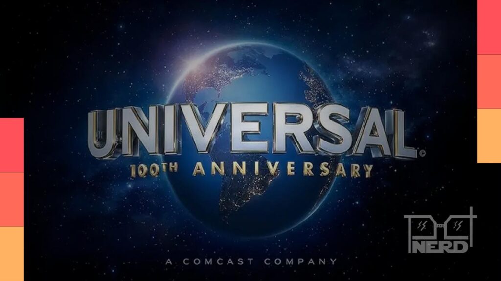 Ilustração da Comcast se dividindo e o logotipo da Universal no contexto audiovisual