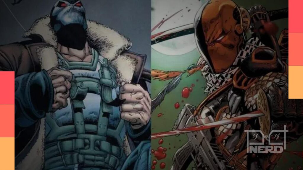 Ilustração de Exterminador e Bane em clima de ação, sugerindo prioridade do DC Studios