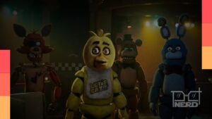 Ilustração de Freddy Fazbear com o título Five Nights at Freddy’s 3 e destaque para Gary Dauberman