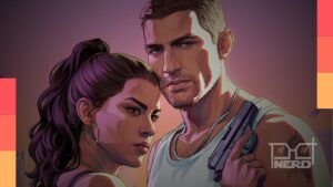 Ilustração com símbolo de alerta e elementos de GTA 6 sugerindo golpes e malwares explorando FOMO