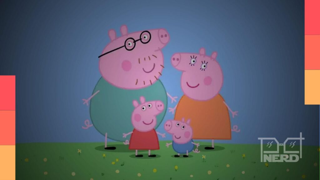 Ilustração de Peppa Pig e um ícone de inteligência artificial sugerindo clonagem de vozes em contratos