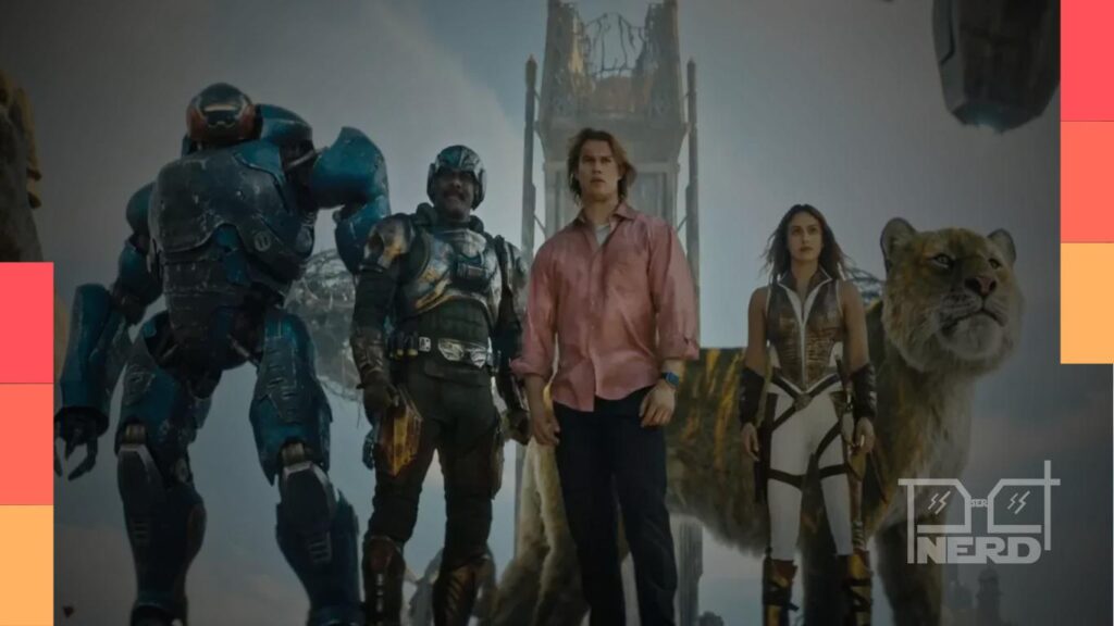 He-Man empunhando a espada de Grayskull em cena do filme Mestres do Universo