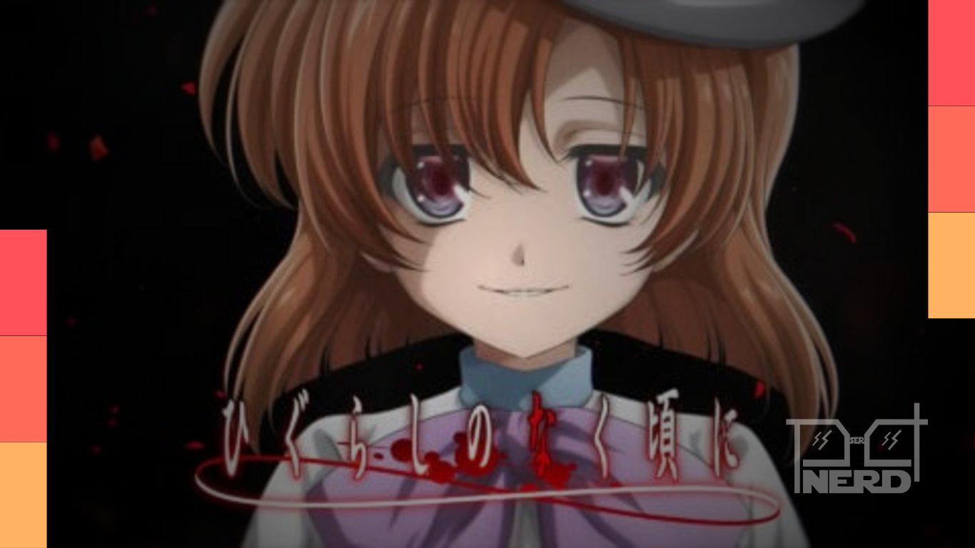 Cena promocional de Higurashi When They Cry com clima de suspense e personagens em Hinamizawa