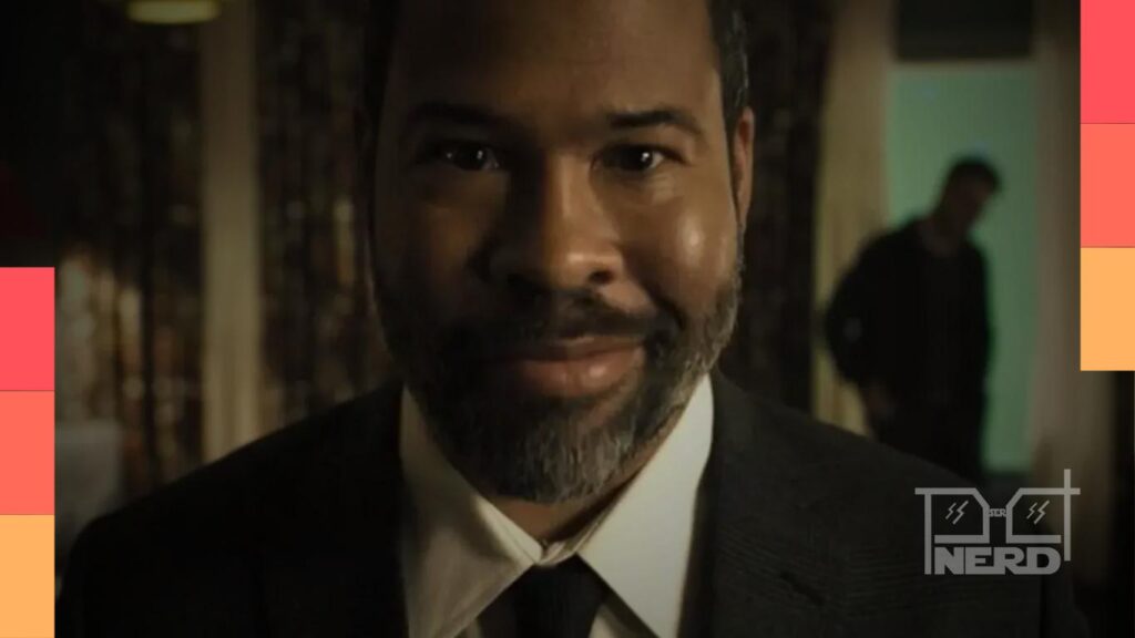 Jordan Peele com expressão pensativa em imagem de divulgação do diretor