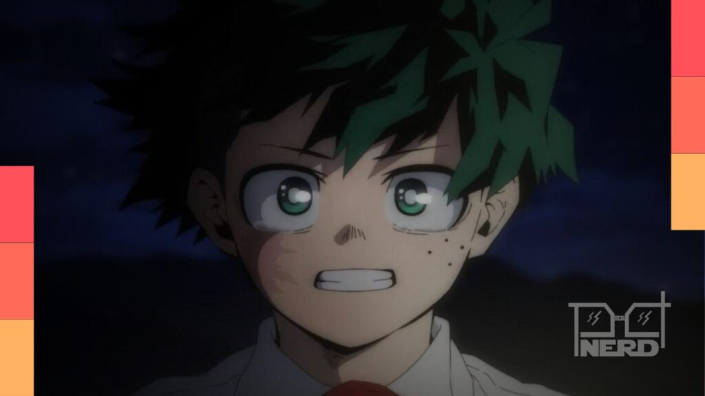Imagem promocional de My Hero Academia celebrando 10 anos com Izuku Midoriya (Deku) e a turma de heróis