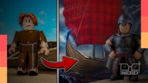 Jogadores explorando um cenário marítimo no Roblox inspirado em A Odisseia, enfrentando perigos e ilhas míticas
