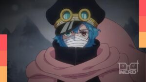 Ilustração conceitual do capítulo One Piece 1186 com Luffy, Imu e Shuri, sugerindo a revelação do pai biológico