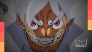 Ilustração do Luffy dando um soco no rosto de Imu enquanto Loki luta ao fundo, remetendo ao capítulo 1186 de One Piece.