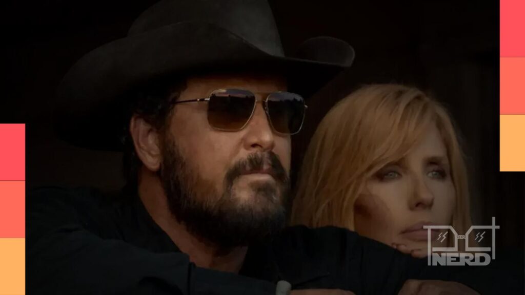 Imagem de Beth Dutton e Rip Wheeler com cenário de rancho no Texas, anunciando renovação de Rancho Dutton
