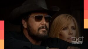 Imagem de Beth Dutton e Rip Wheeler com cenário de rancho no Texas, anunciando renovação de Rancho Dutton