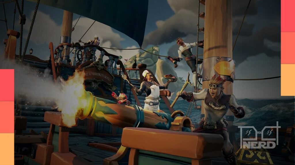 Imagem ilustrativa de um navio pirata do Sea of Thieves ao fundo com o diretor Destin Daniel Cretton