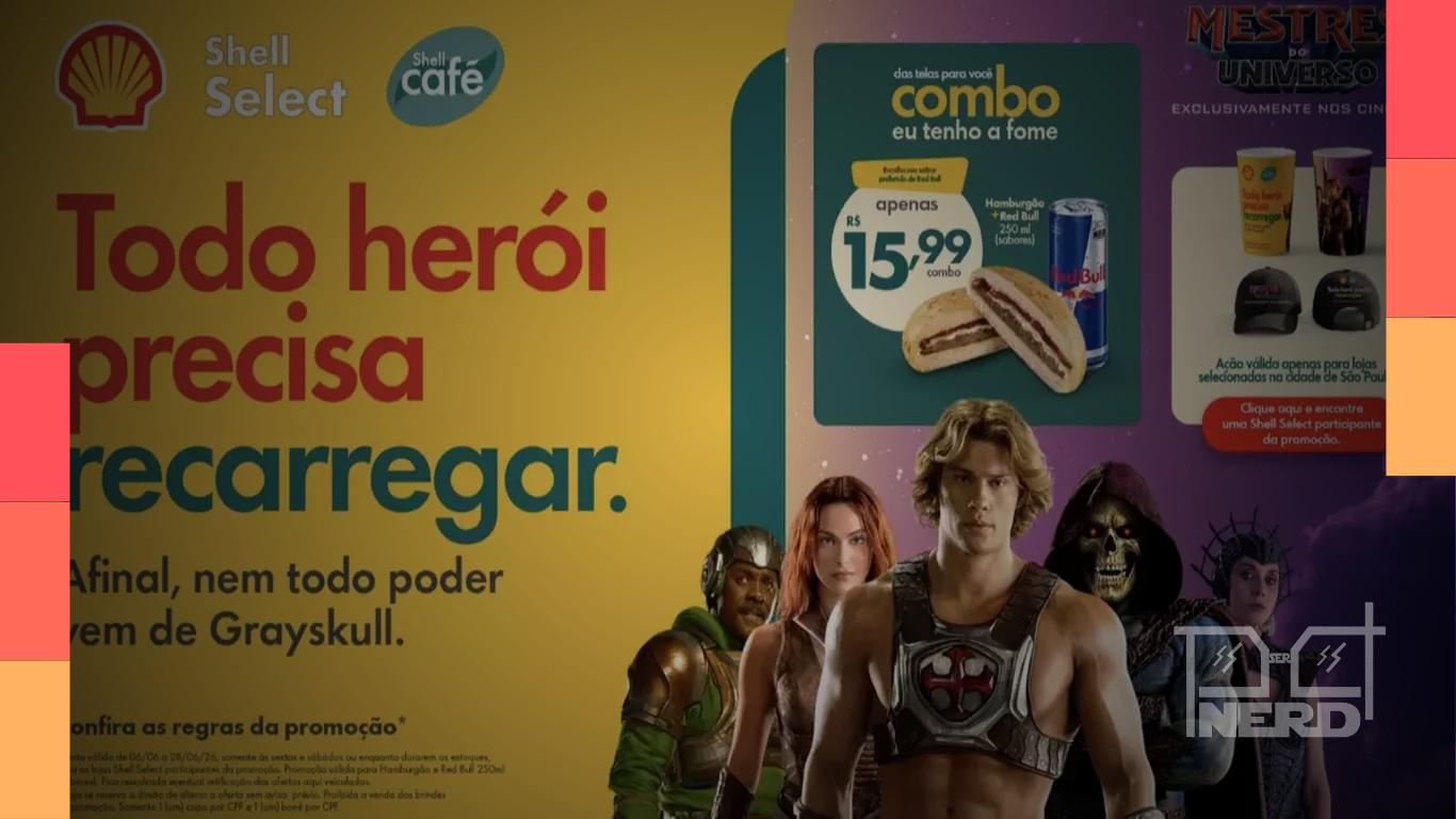 Loja temática da Shell Select em clima de Eternia durante promoção de Mestres do Universo