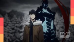 Ilustração de Solo Leveling com personagem e o símbolo da Crunchyroll sugerindo recorde de avaliações