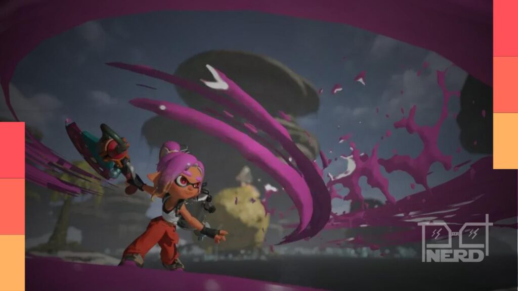 Imagem ilustrando o Splatoon Raiders Direct com três tipos de tanques e co-op online na Nintendo Switch 2