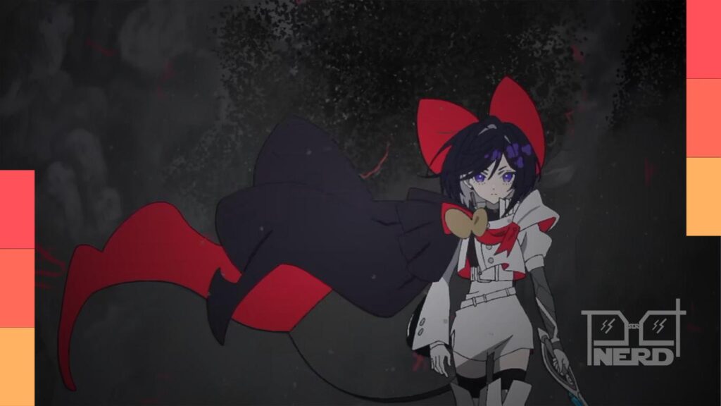 Cena promocional de The Ribbon Hero na Netflix com Safira e o tema Reborn ao fundo