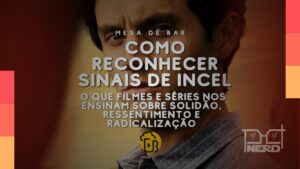 Pessoa assistindo a filmes e séries em um notebook, com ícones abstratos de solidão e alerta de radicalização