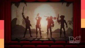 Ilustração do universo Xbox com o mar pirata de Sea of Thieves e o combate militar de Gears of War