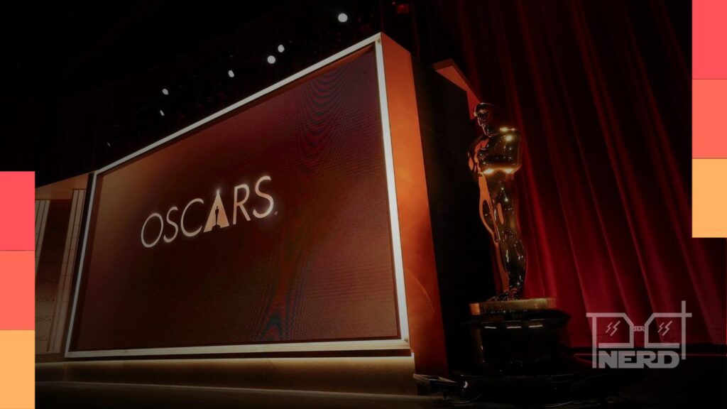 Logotipo do Oscar e destaque para lista com brasileiros convidados para a Academia