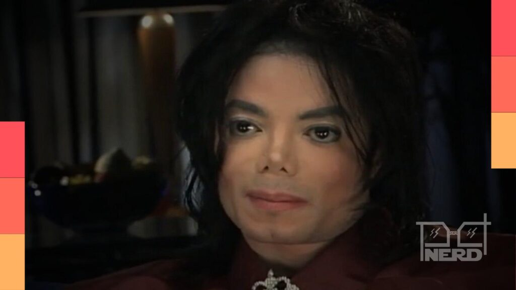 Michael Jackson em imagem promocional, tema de documentário, com sugestão de outras séries e filmes de artistas
