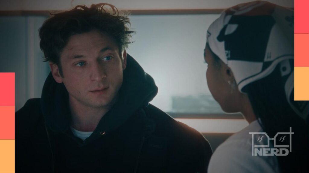 Jeremy Allen White e Ayo Edebiri em O Urso, destacando a parceria entre Carmy e Sydney na cozinha