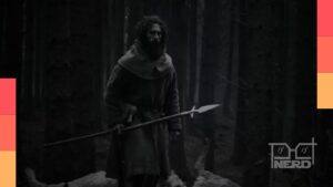 Aaron Taylor-Johnson caçando lobos em uma cena de Werwulf, o filme de lobisomem dirigido por Robert Eggers.