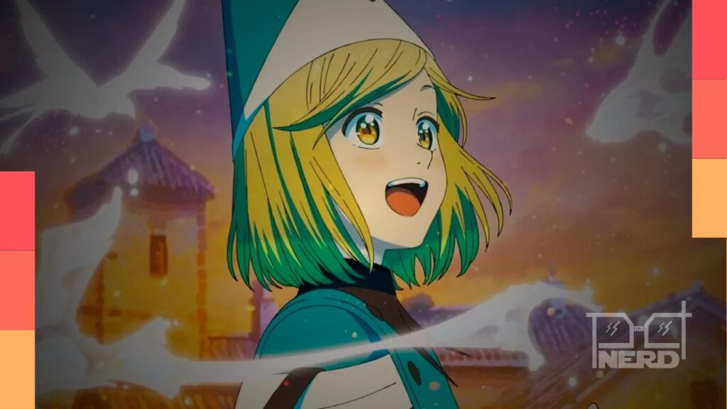 Coco e Qifrey em Witch Hat Atelier durante o uso de magia na primeira temporada