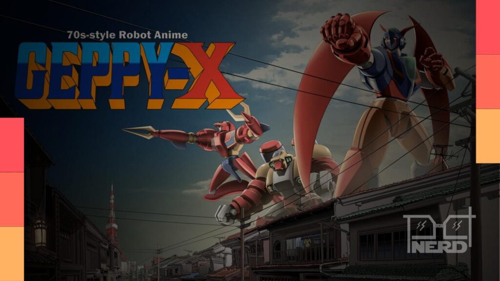 Ilustração do robô Geppy-XX de 70s-style Robot Anime Geppy-X com visual remasterizado em HD
