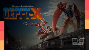 Ilustração do robô Geppy-XX de 70s-style Robot Anime Geppy-X com visual remasterizado em HD