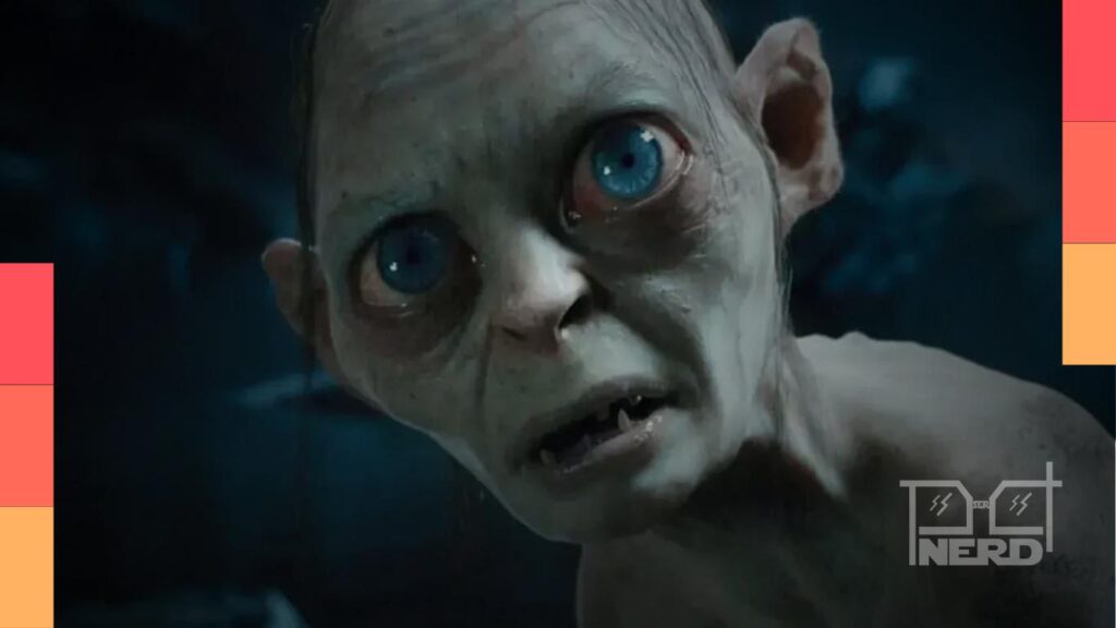 Andy Serkis aparece atuando em bastidores enquanto assume persona de Gollum e Smeagol em O Senhor dos Anéis: A Caçada de Gollum.