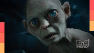Andy Serkis aparece atuando em bastidores enquanto assume persona de Gollum e Smeagol em O Senhor dos Anéis: A Caçada de Gollum.