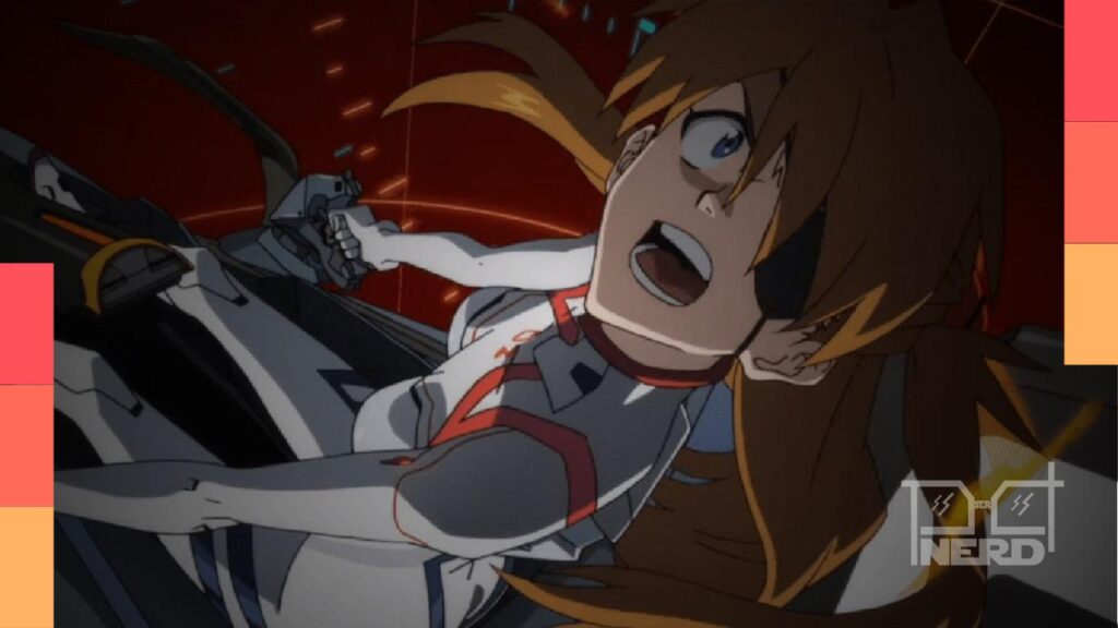 Ilustração conceitual de anime mecha com foco em piloto adolescente, cockpit e batalha que revela elementos de terror.