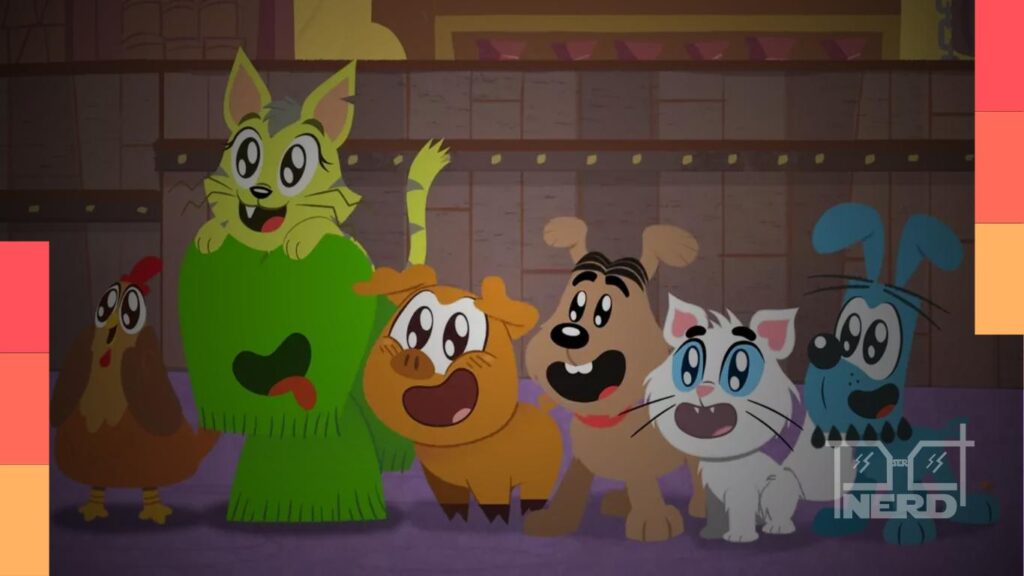 Personagens da série animada Biduzidos com os pets da Turma da Mônica e destaque para a renovação da 3ª temporada