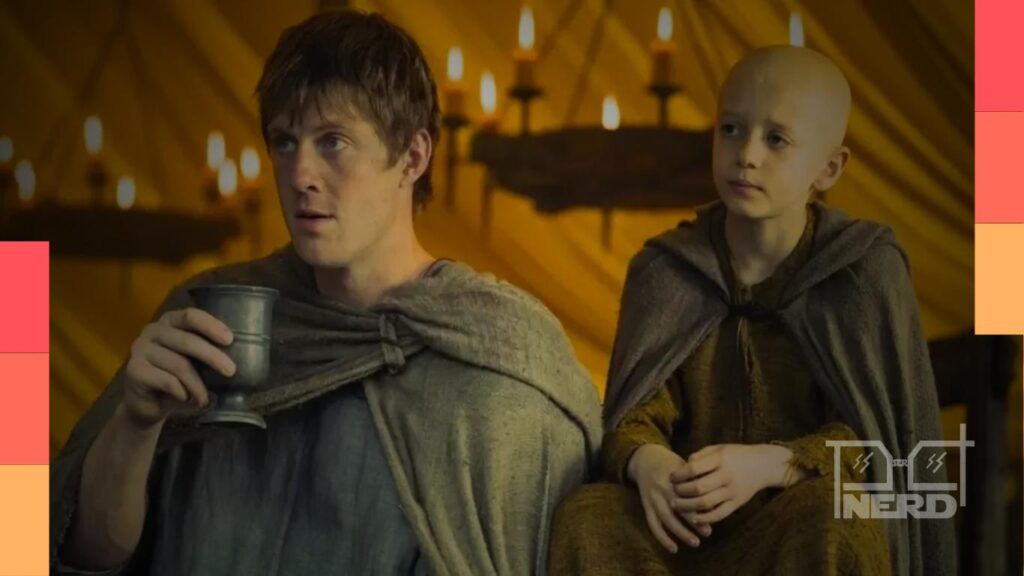 Homem de armadura medieval ao fundo com tema de fantasia e referência ao Emmy 2026