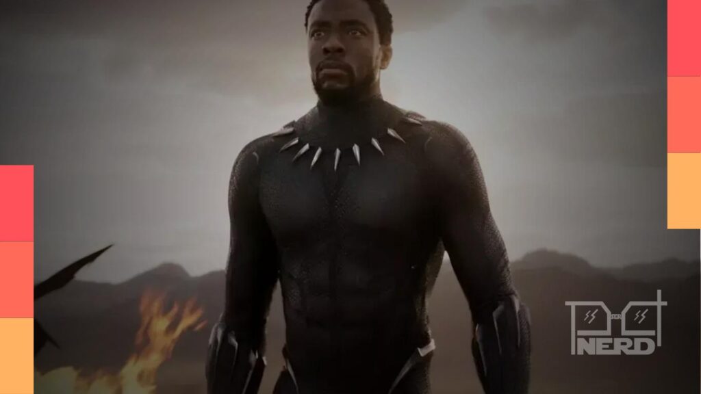 Chadwick Boseman como Pantera Negra com destaque para disputa judicial envolvendo Simone Ledward