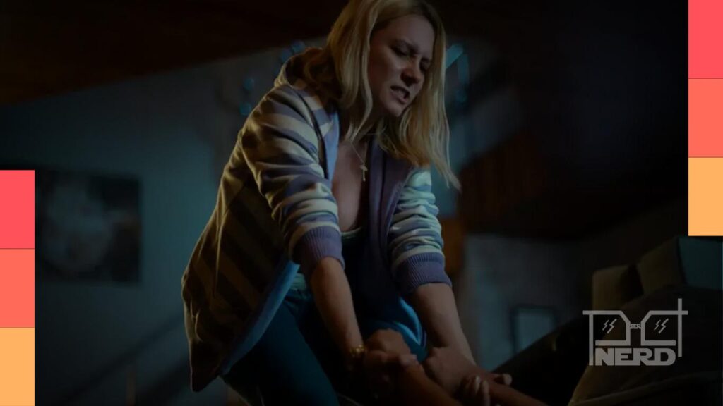 Imagem promocional de Elize: Sombras de Uma Mulher destacando Lorena Comparato e o logo da Netflix