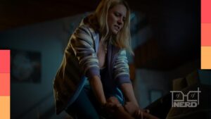 Imagem promocional de Elize: Sombras de Uma Mulher destacando Lorena Comparato e o logo da Netflix