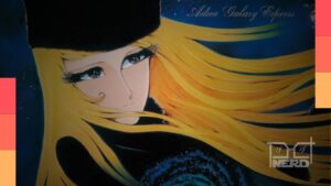 Imagem promocional de Galaxy Express 999 com o comboio espacial e a atmosfera de ficção científica