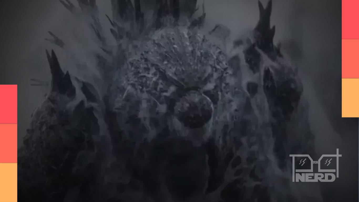 Godzilla em postura de ataque com cidade ao fundo e texto de estreia de Godzilla Minus Zero no Brasil em IMAX